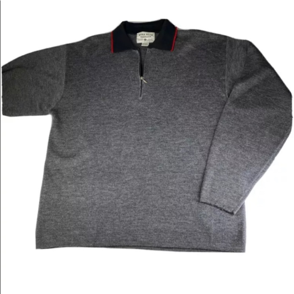 VTG Work Wear Men’s Dark Gray 1/4 Zip 50%Wool Sweater, Size L